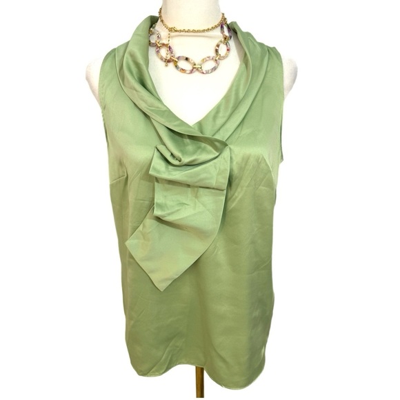The LIMITED Satin Green Blouse Women’s Size S Top Sleeveless Statement Ruffle - Picture 2 of 7